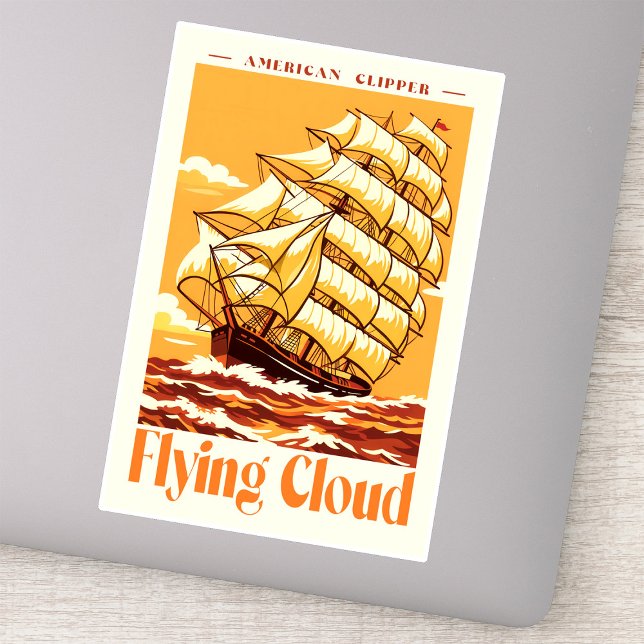 Flying Cloud American Clipper Ship Vintage Poster (Flying Cloud American Clipper Ship Vintage Poster. Sticker)