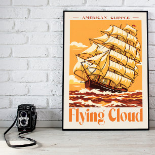 Flying Cloud American Clipper Ship Vintage Poster
