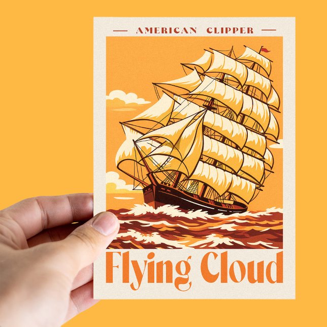 Flying Cloud American Clipper Ship Vintage Poster Postcard (Flying Cloud American Clipper Ship Vintage Poster. Postcard)