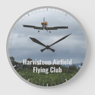 Flying Club Clock with Light Aircraft. Large Clock