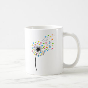 Flying colorful birds dandelion flow coffee mug