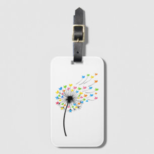 Flying colorful birds dandelion flow luggage tag