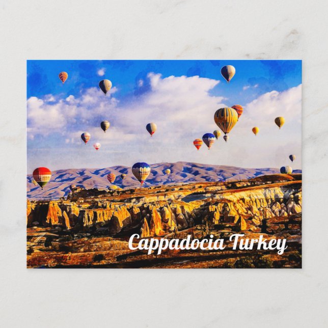 Flying colourful air balloons.  Cappadocia, Turkey Postcard (Front)