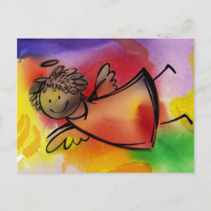 Flying colourful angel postcard