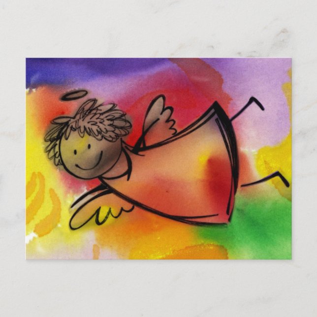Flying colourful angel postcard (Front)