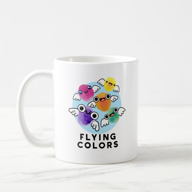 Flying Colours Funny Colourful Wings Pun  Coffee Mug (Left)