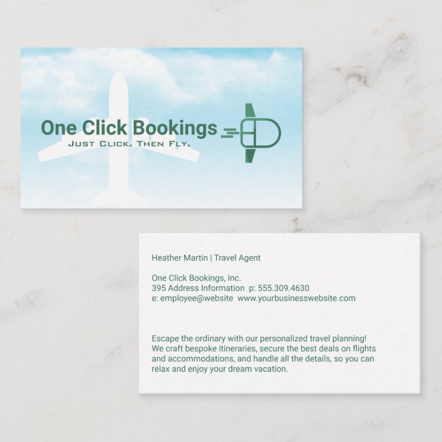 Flying Computer Mouse | Travel Agency Business Card (Front/Back)