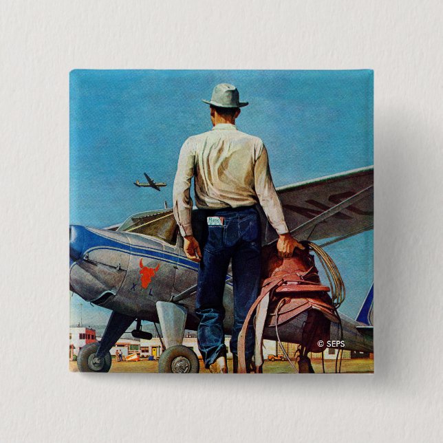 Flying Cowboy by Mead Schaeffer 15 Cm Square Badge (Front)