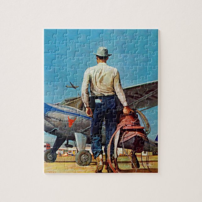 Flying Cowboy by Mead Schaeffer Jigsaw Puzzle (Vertical)