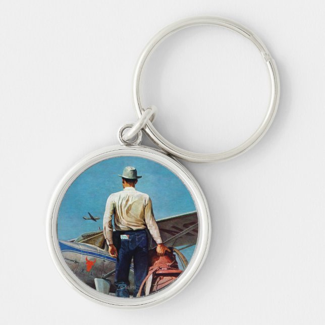 Flying Cowboy by Mead Schaeffer Key Ring (Front)