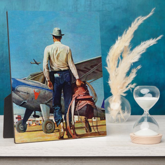 Flying Cowboy by Mead Schaeffer Plaque (Side)