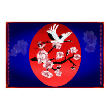 Flying Crane and Sun(midnight blue background)yard