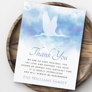 Flying crane funeral sympathy thank you card