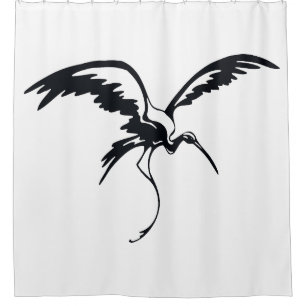 Flying Crane Line Art Shower Curtain