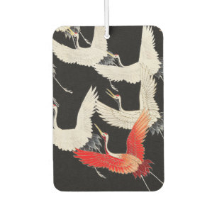Flying Cranes: Japanese Bird Kimono Art Car Air Freshener