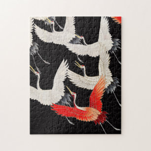 Flying Cranes: Japanese Bird Kimono Art Jigsaw Puzzle