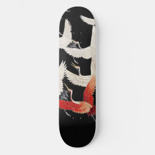 Flying Cranes Japanese Bird Kimono Art Skateboard