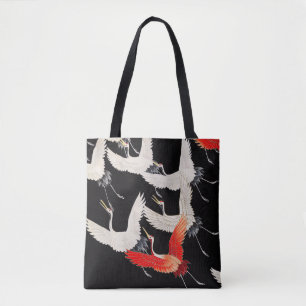 Flying Cranes: Japanese Bird Kimono Art Tote Bag