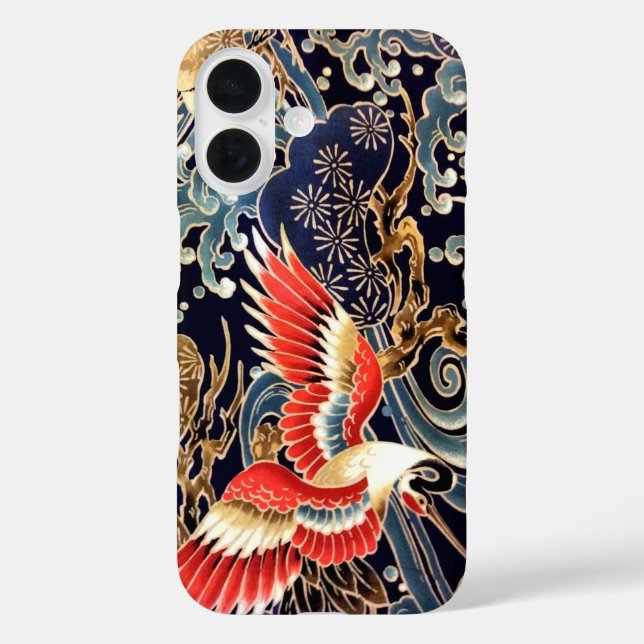 FLYING CRANES,WAVES,SPRING FLOWERS Japanese Floral Case-Mate iPhone Case (Back)