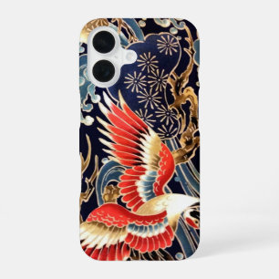 FLYING CRANES,WAVES,SPRING FLOWERS Japanese Floral iPhone 16 Case