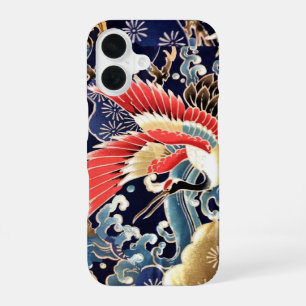 FLYING CRANES,WAVES,SPRING FLOWERS Japanese Floral iPhone 16 Case