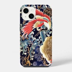 FLYING CRANES,WAVES,SPRING FLOWERS Japanese Floral iPhone 14 Case
