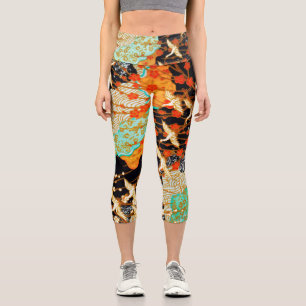 FLYING CRANES WITH SPRING FLOWERS  CAPRI LEGGINGS