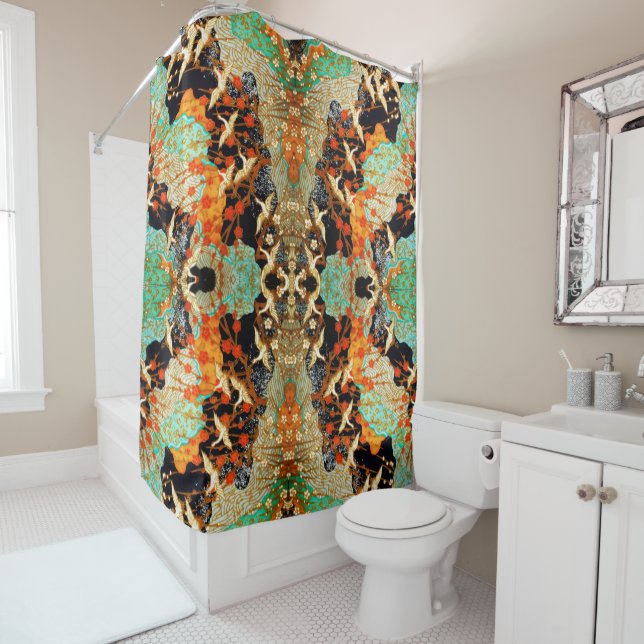FLYING CRANES WITH SPRING FLOWERS SHOWER CURTAIN (In Situ)