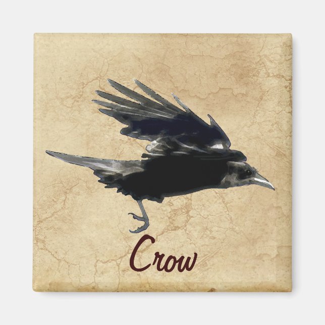 Flying Crow Birdlover Wildlife Supporter Magnet (Front)