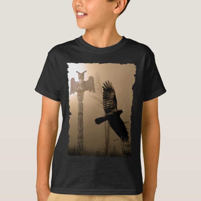 Flying Crow & Mystical Totem Pole Art Tee (Front)
