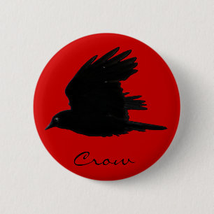 FLYING CROW Raven Wildlife Bird Art 6 Cm Round Badge