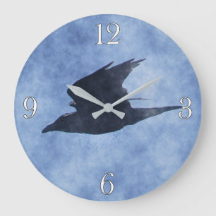 Flying Crow Wildlife-lovers Watercolour Art Clock