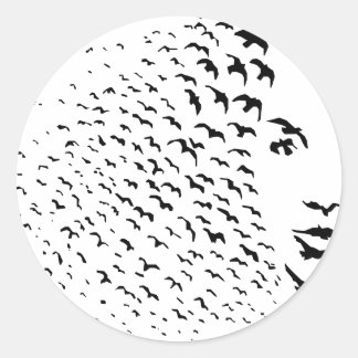 Flying Crows or Face Optical Illusion Classic Round Sticker