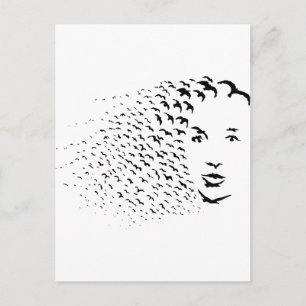 Flying Crows or Face Optical Illusion Postcard