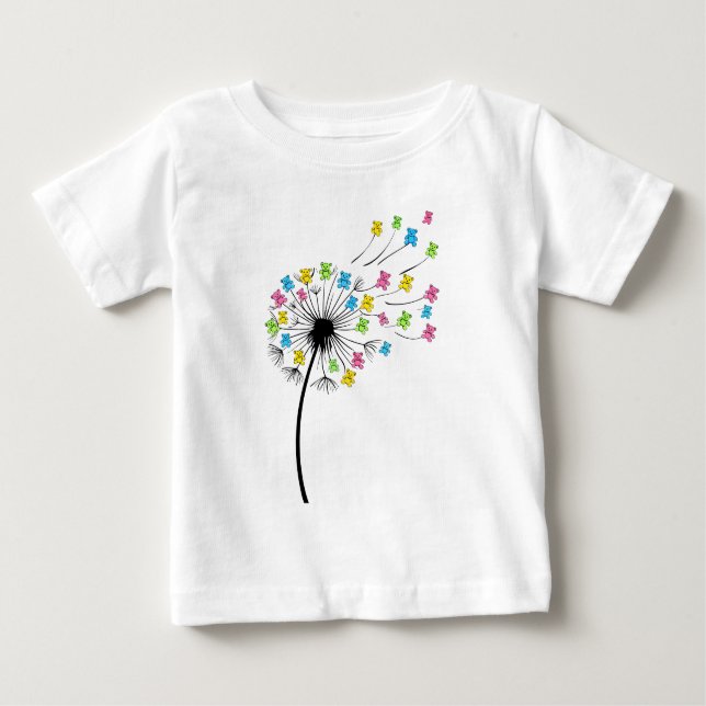 Flying cute bears dandelion flow baby T-Shirt (Front)