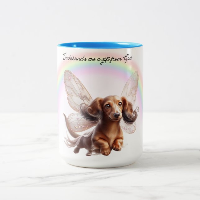 Flying Dachshund Customised Mug (Center)
