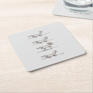 Flying Dachshund grey paper coasters