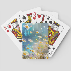 Flying daisies playing cards