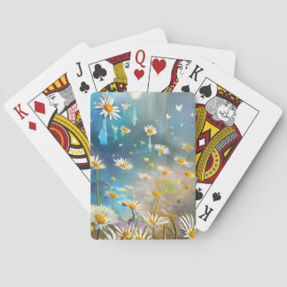 Flying daisies playing cards
