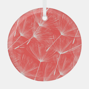 Flying Dandelion Seeds Vintage Background. Glass Tree Decoration
