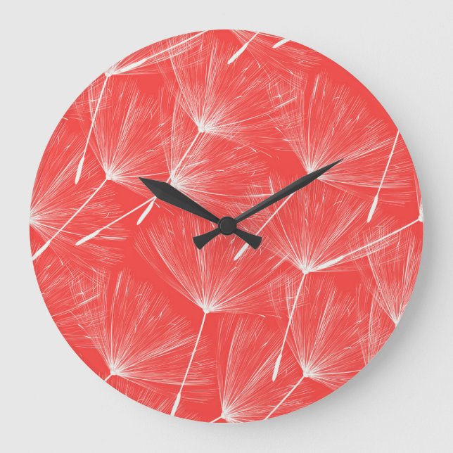 Flying Dandelion Seeds Vintage Background. Large Clock (Front)