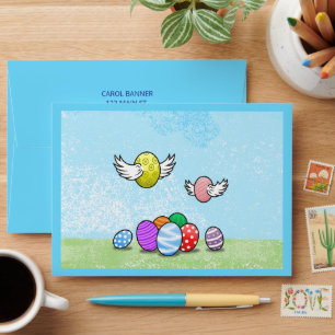 Flying Decorated Easter Eggs Envelope