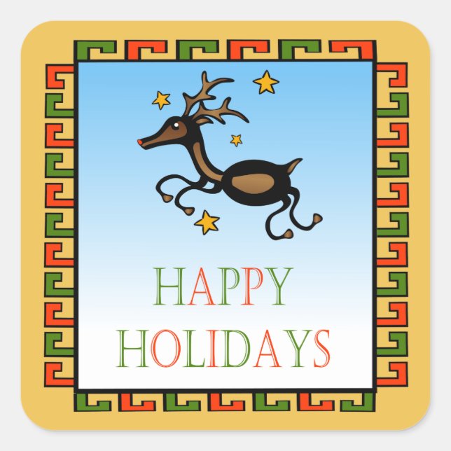 Flying Deer Square Decal / Sticker (Front)