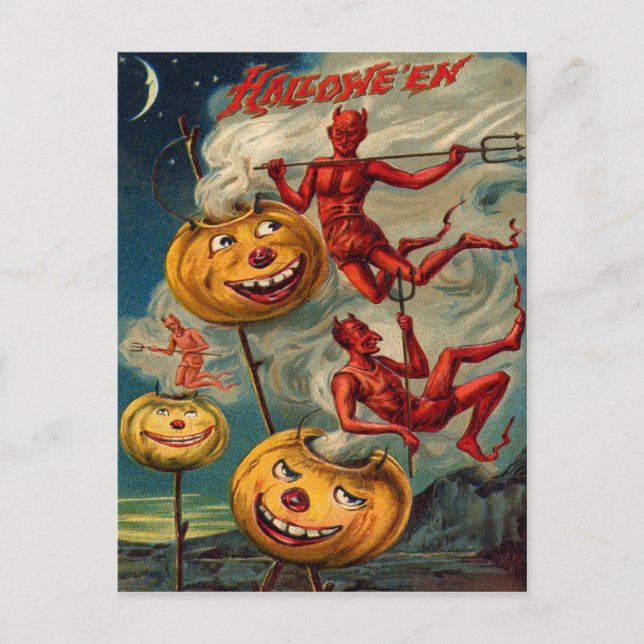 Flying Devils Jack O' Lantern Smoke Postcard (Front)