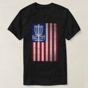 Flying Disc Golf Lover Men Women American Flag  T-Shirt
