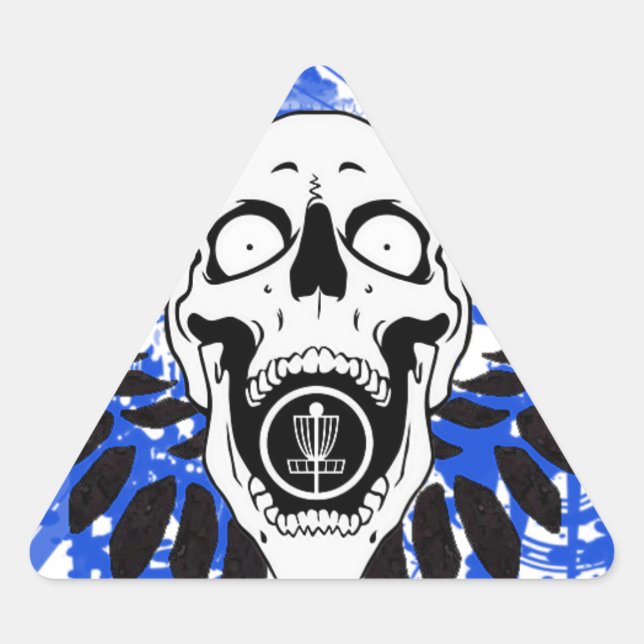 Flying Disc Golf Skull Triangle Sticker (Front)