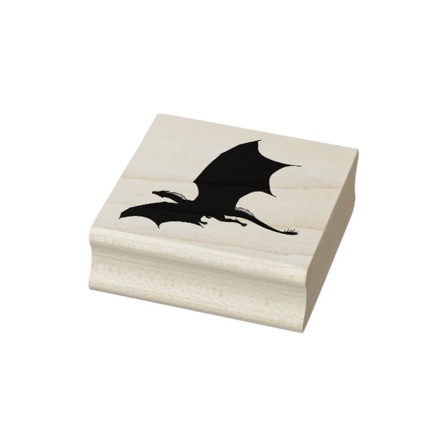 Flying dragon black silhouette shape rubber stamp (Stamp)