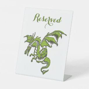 Flying Dragon Design Reserved Pedestal Sign