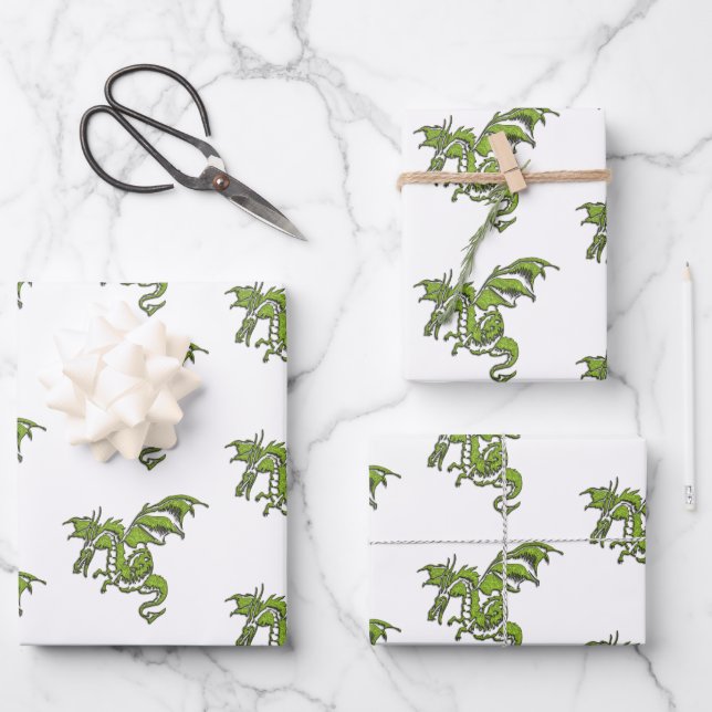 Flying Dragon Design Wrapping Paper Sheet (Front)