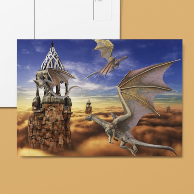 Flying Dragon Fantasy Landscape Sky Postcard (Creator Uploaded)